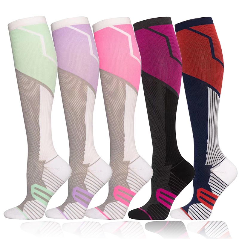 Compression Socks Women Maternity Therapy Edema Nurse Working Running Sports Socks Long Tube 20-30mmHg Knee High Dots Printed