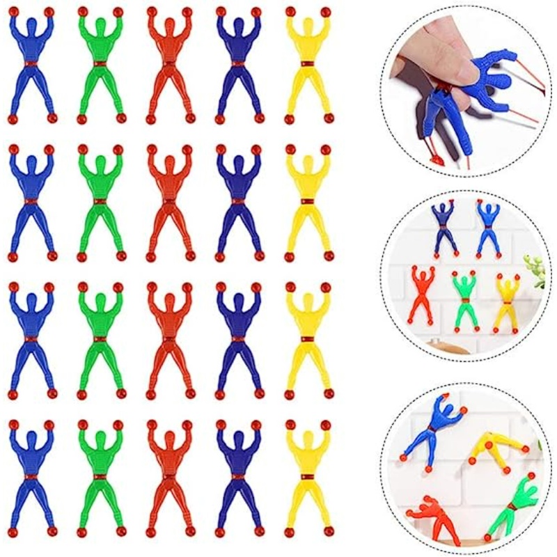 30pcs Colorful Sticky Wall Climbers Mountain Climber Figures - Sticky, Slimy, and Rubbery Novelties - Fun Gift for Kids Ages 3+