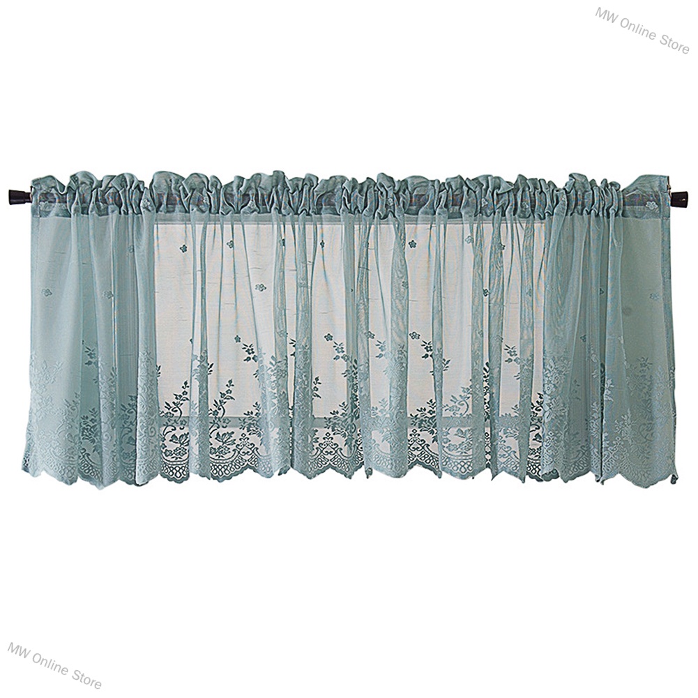 MW Online Store Modern Lace Hem Roman Short Window Curtain for Coffee Kitchen Cabinet Home Decor