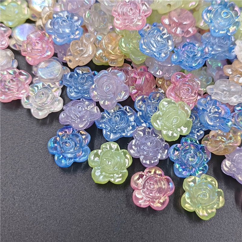 20/40Pcs Flower Loose Spacer Beads For Jewelry Making AB Color Bracelet & Necklaces Accessories DIY Charms Handcrafted for Crafted Acrylic With Hole