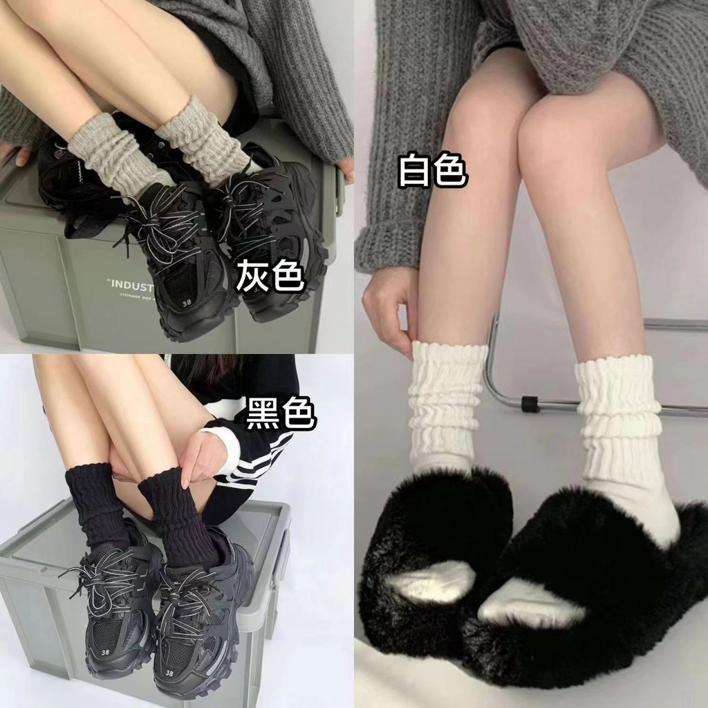 Solid Color Thick Line Unique Pile Socks Japanese ins High-value Mid-tube Socks Influencer Hot-selling Men Women All-match j k Socks