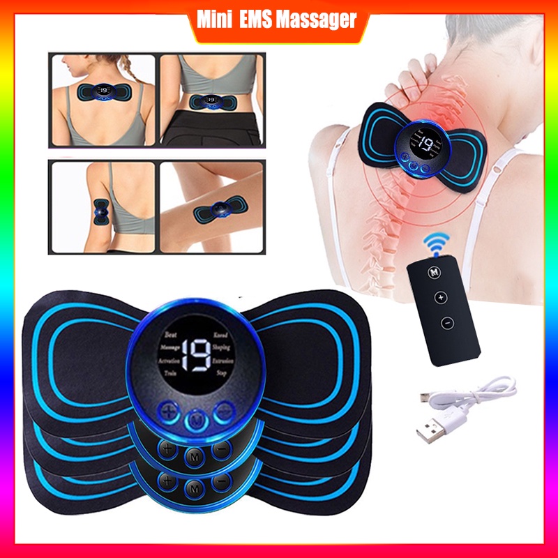 【Upgrade】Electric Pulse Neck Massager Remoted Control EMS Cervical Back Muscle Pain Relief Tool Shoulder Leg Body Mini Massage Relax Cushion mesin