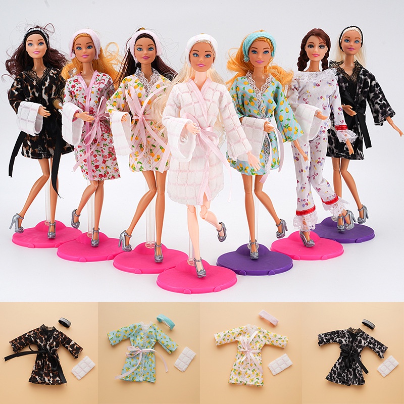 30 Cm Doll's Clothing Fashion Bathrobe Towel Headband Set Girl Doll Dress Up Toy Doll Accessories