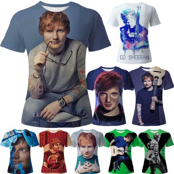 New fashion singer Ed Sheeran 3D printed T-shirt personality music summer casual short-sleeved round neck men's women's T-shirt punk top