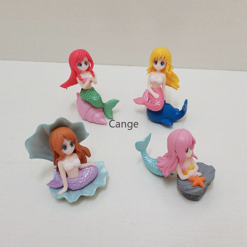 PVC Beautiful Mermaid Princess Cake Decoration Aquarium DIY Shell Princess Mermaid Cake Decoration Underwater Mermaid Theme Birthday Wedding Baby Shower Party Decoration Supplies