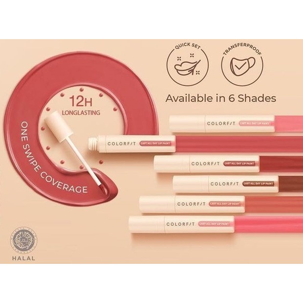 Reliable Essential Get Long-Lasting Matte Perfection Wardah Colorfit Last All Day Lip Paint Cream 4.2g Must - Image 2