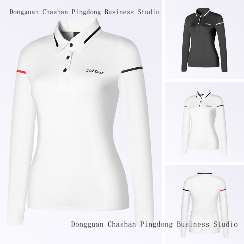 2023 New Golf Long Sleeve T-shirt Women's Autumn and Winter Stand Collar Half Zipper Breathable and Quick drying Polyester Outdoor Sweatshirt Customizable