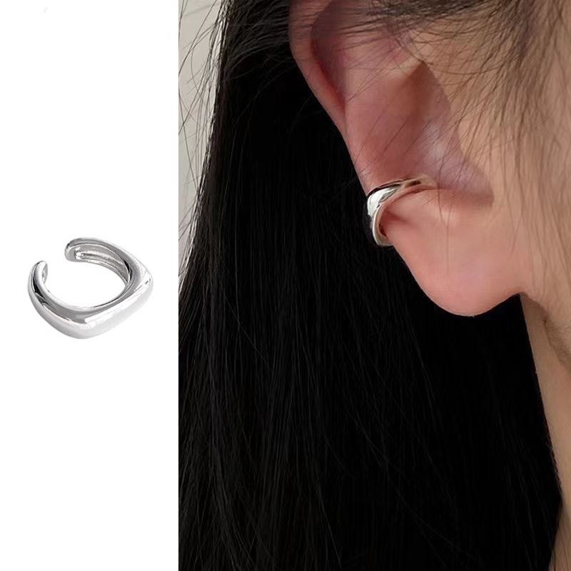 Roselife Chic 1PC Unisex U Shape Glossy Plain Silver Metal Clip Earring for Women Men Trendy Non Pierced Cartilage Earrings Punk Style Ear Cuff Jewelry