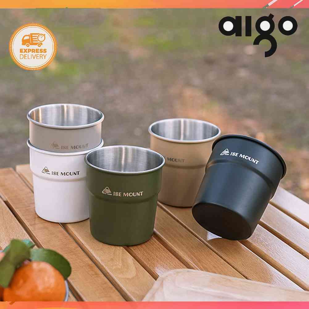Saham Malaysia 300ml Cawan Camping mug Beer Wine Cups Lightweight Stainless Steel Water Cup for Hiking Picnic BBQ
