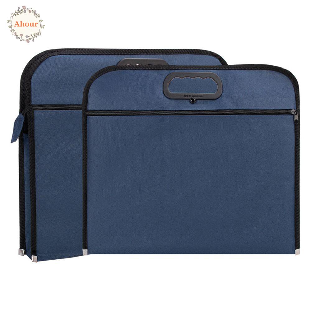 AHOUR Canvas File Bag B4/A4 Business Meeting Large Capacity Waterproof Office Supplies Information Bag School Filing Products Notebook Organizer Conference Bag