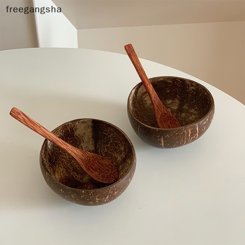 [FREG] Natural Coconut Bowl Handmade Coconut Bowls for Eag Tableware Spoon FDH