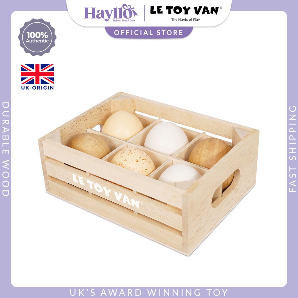 Le Toy Van Farm Eggs- Half Dozen Premium Sustainable Wooden Toys Children Pretend Play For 2 Years+