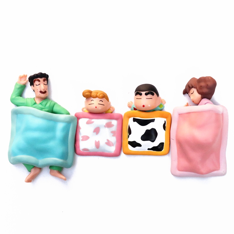 1 Set Comic Crayon Shin-chan Family Action Figure Shinnosuke Nohara Sleeping PVC Model Dolls Toys For Kids Collections Ornament Souvenir