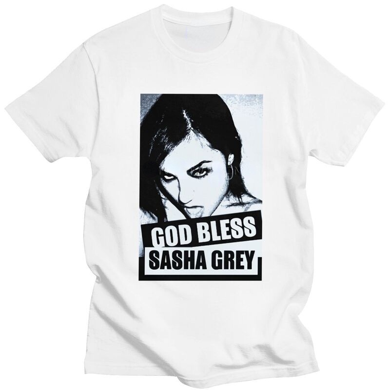 Sasha Grey TShirt Vintage God Bless Women Pre-shrunk Mens Tshirt Awesome Tees Short Sleeves Streetwear T-shirt Slim Fit Apparel