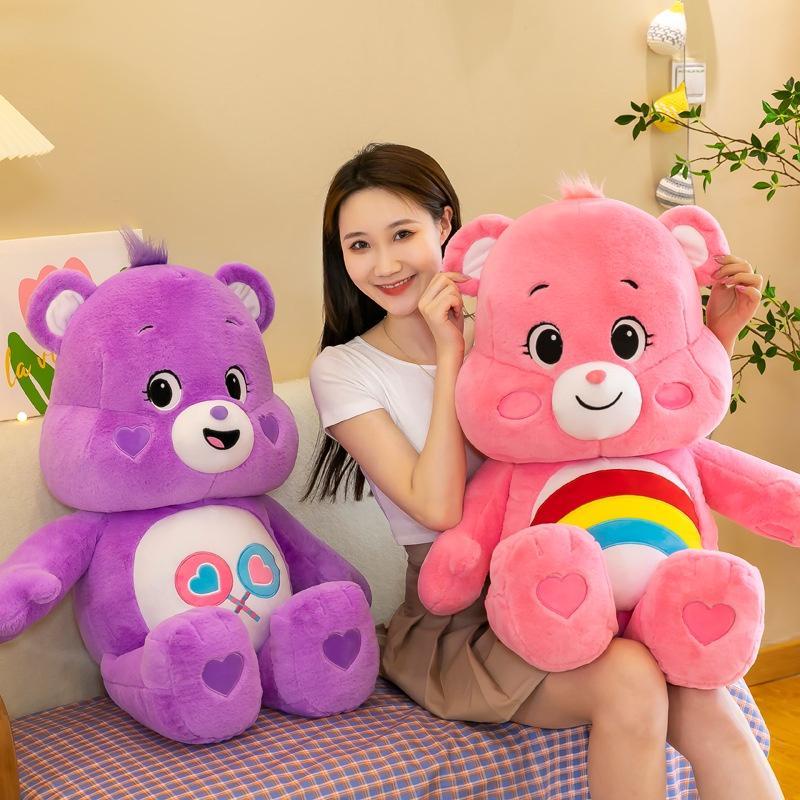 40CM New Rainbow Bear Doll Plush Toy Cute Panda Girl Sleeping Rag Doll Panda Dinosaur Pillow Children's Toys Gifts Tiktok Patung Stuffed Animal Sotong Plushie Stuffed Toys Milk Tea