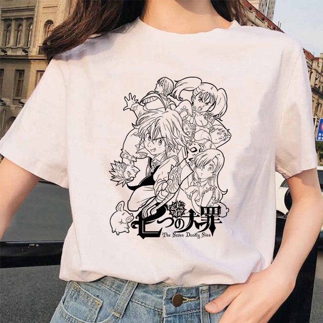 S-XL Cartoon Seven Deadly Sins T Shirt Women / Men Nanatsu No Taizai Meliodas Graphic Tee Shirt Unisex Top Japanese Anime Tshirt Female