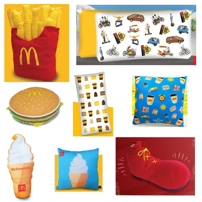 Mcd Pillow McDonald McDonalds Pillow Ice Cream Cone Ice Cream Burger Hamburger Big Mac Bigmac French Fries Gift Happy Meal Meals Chocolate McCafe Drive Thru Limited Edition Calendar Calendar 2024 Merchandise