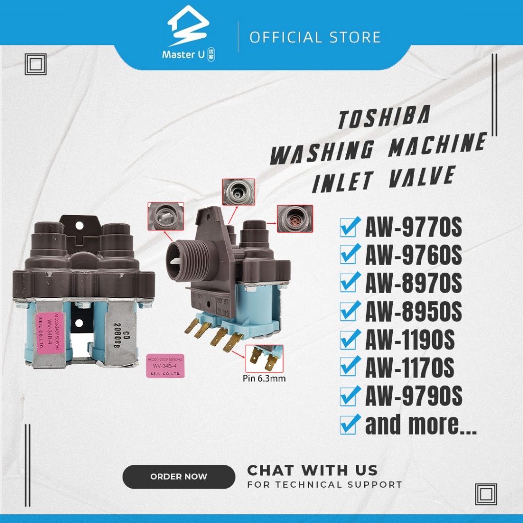AW-9770S/AW-9760S/AW-8970S/AW-8950S/AW-1190S/AW-1170S TOSHIBA WASHING MACHINE WATER INLET VALVE