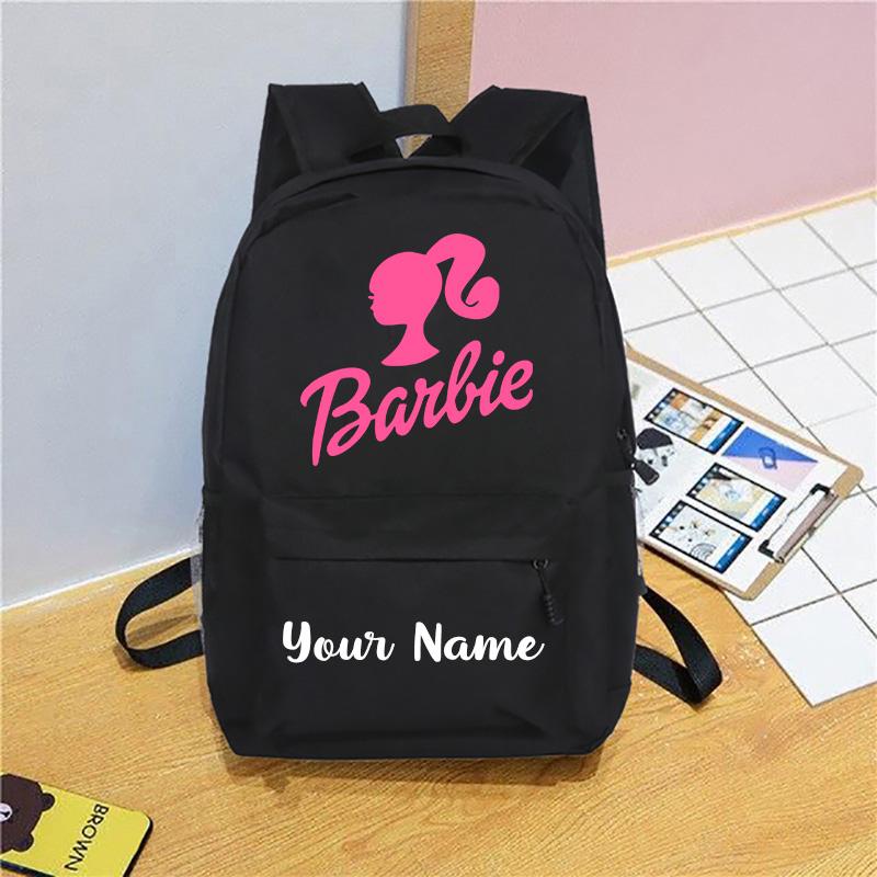 Personalized Custom Add Name Barbie Backpack Kids Customized Barbie School Bag Large Capacity Bookbag