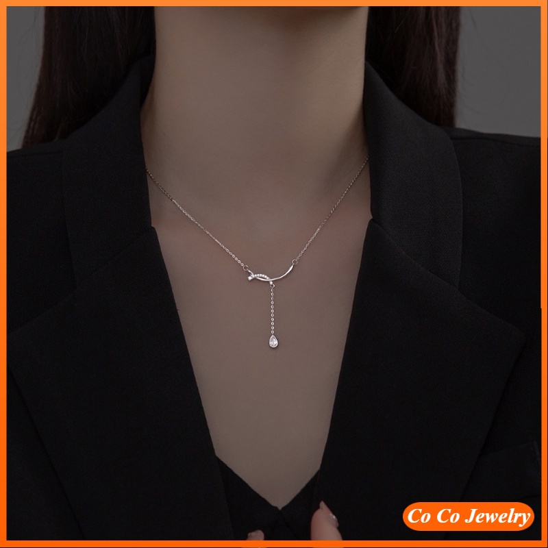 JOJO COCO Geometric Curved Necklace Ins Light Luxury Niche Cold Wind Collarbone Chain Gentle Fairy Spirit Boudoir Honey Simple All-match Gift