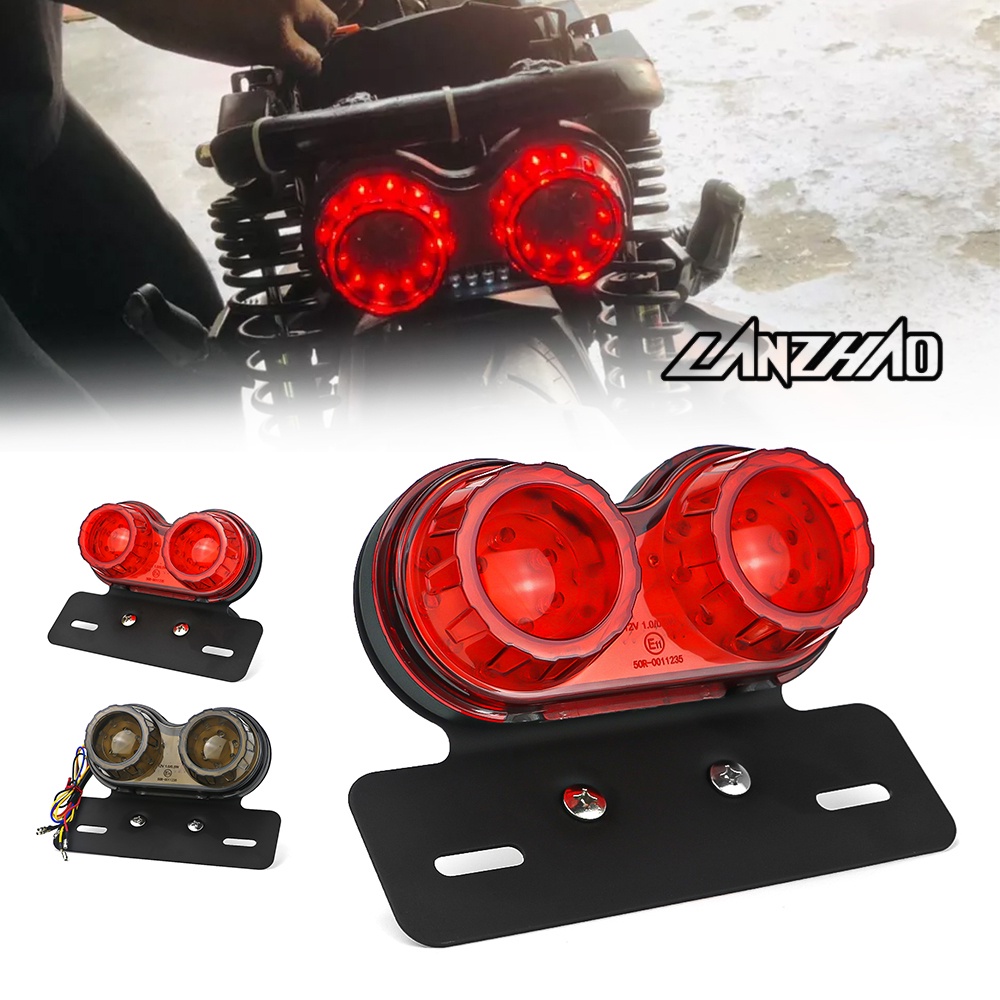 Motorcycle Taillight License Number Plate Extra Led Light Retro Classics