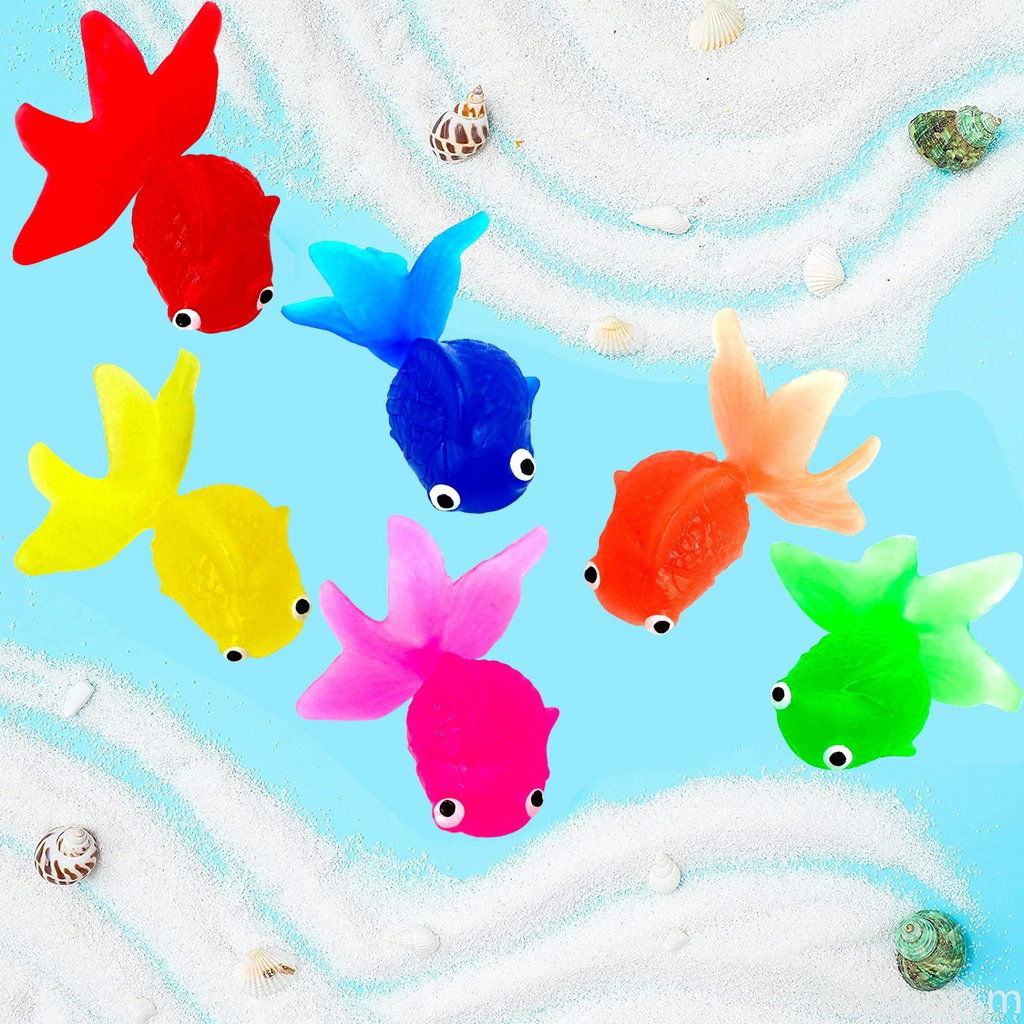 Rubber Gold Fish Baby Bath Toys Fishing Pool Toys Game for Kids Kiddie Party Toy with Pole Rod Net Plastic Floating Fish