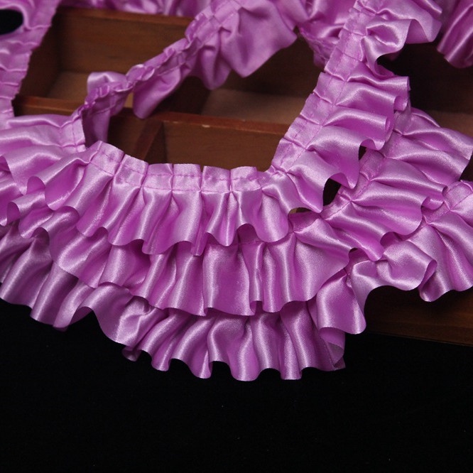 【1m】Satin Lace Ruffles Trim Multicolor Ribbon Apparel Dress Craft Supplies Garment Sewing Accessories DIY Decoration JY