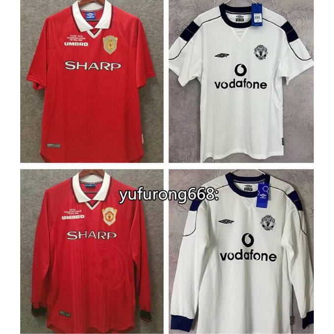 Man United 99-00 MU UCL FINAL Home Retro Soccer Jersey Football Vintage Shirt Classic Kit Long Sleeve