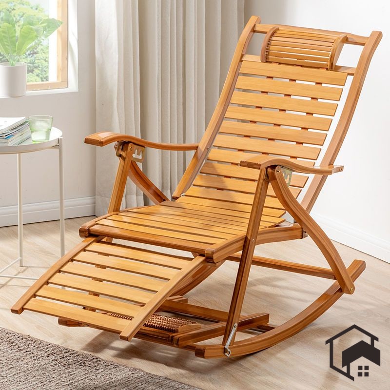 Bamboo Foldable Armchair Swing Lazy Chair Rocking Chair Free Installation Recliner Folding Rocking Chair Leisure Chair