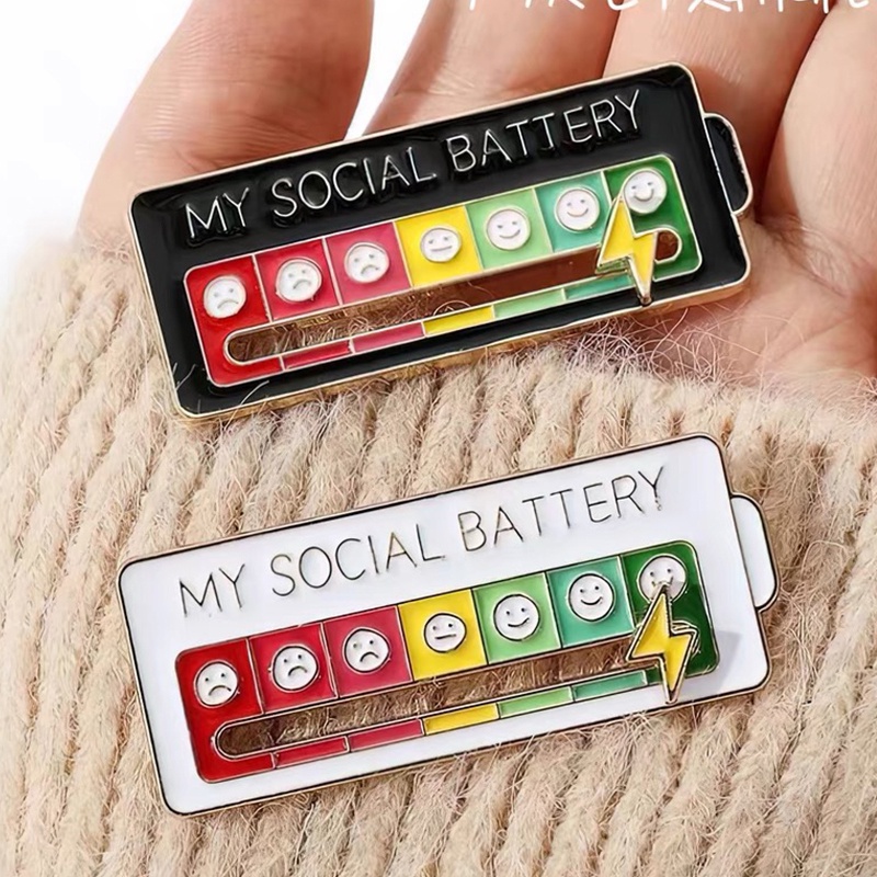 Hot Emotions Enamel Pins Funny My Social Battery Mood Tracker Metal Brooch Badges For Backpack Jewelry Accessorie Gift