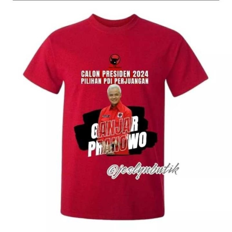 Viral T-Shirt 2023 PDI Party Struggle For Presidential Candidate 2024 Ganjar Pranowo JUMBO Size S M L XL XXL XXXL