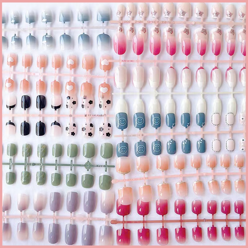 Essential Durable YUKEHUI 24pcs Nail Sticker Fake Nails Glue Matte inai kuku palsu budak french se - Image 3