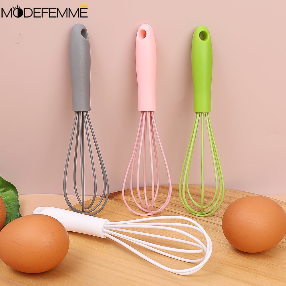 Mixer Non-Slip Easy To Clean Egg Beater Kitchen Cooking Baking Gadget Mini Silicone Stainless Steel Whisks Egg Beater Milk Drink Coffee Mixer Foamer Stirrer Silicone Whisk Mixer