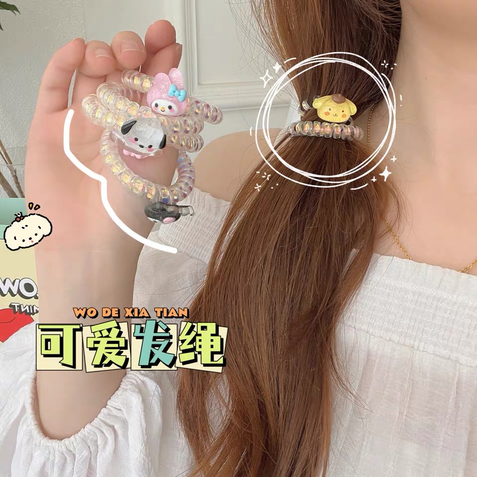 Fashion Mermaid Ji Laser Telephone Line Hair Tie Female Cartoon Doll Seamless Hair Tie Rubber Band Headdress