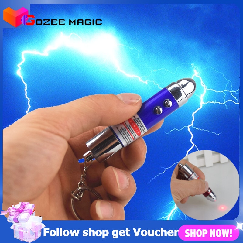 5PCS Electric Shock Laser Light Pen Joke Gag Funny Prank Trick 2 In1 Red Laser Pen Cat Toys Mischief Gift