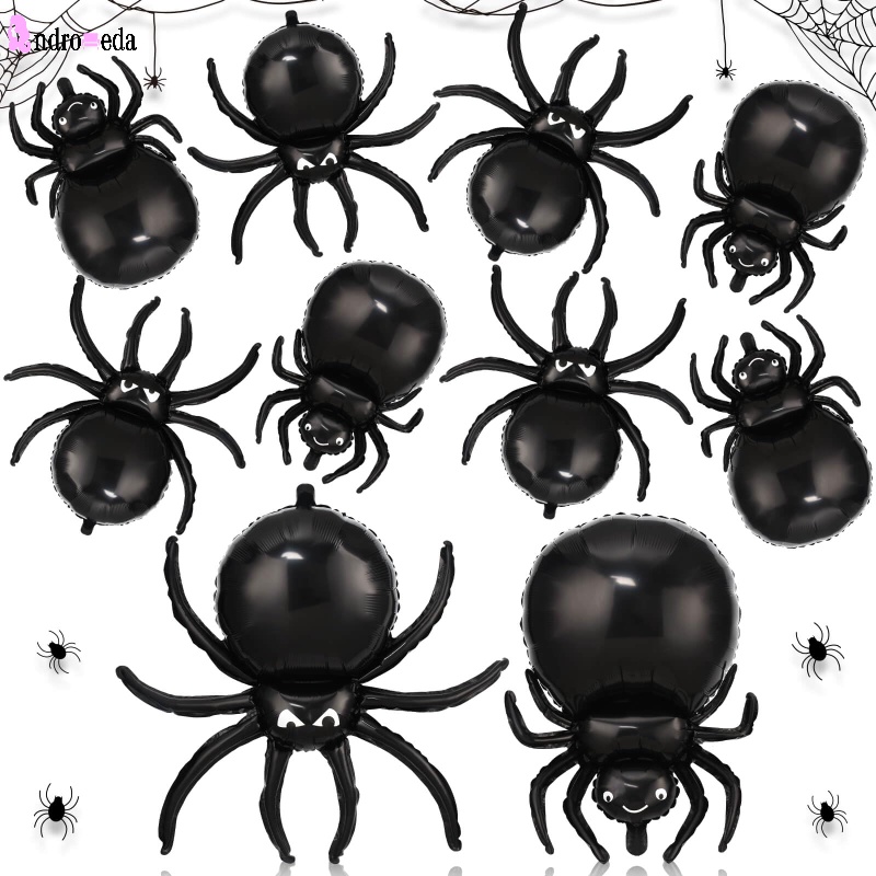 1Pc Halloween Spider Aluminum Film Balloons Holiday Party Black Horror Realistic Spiders Balloons Home Decoration