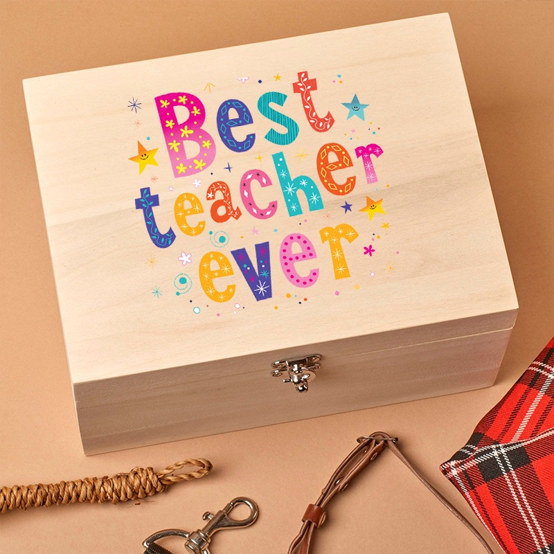 Best Teacher Ever Print Personalised Teacher's Carved Heart Memory Box Chalk Photo Storage Box Keepsake Box Teacher's Gifts