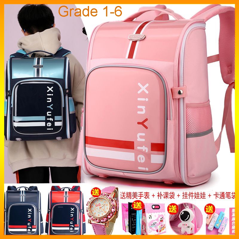 Good-looking Waterproof Children's Schoolbag Elementary School Girl Boys 1-6 Grade Fashion Large Capacity Spine Protection Integrated Open Space Backpack Paket belakang kanak-kanak yang tahan air anak lelaki sekolah utama 1-6 tahun tahap fashionable kapas