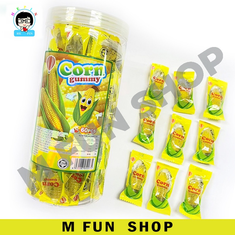 *Ready Stock* Balloon 60Pcs Gummy Corn Gummy Pudding Sweet Corn Flavor 美味玉米软糖 (±9G x 60Pcs)