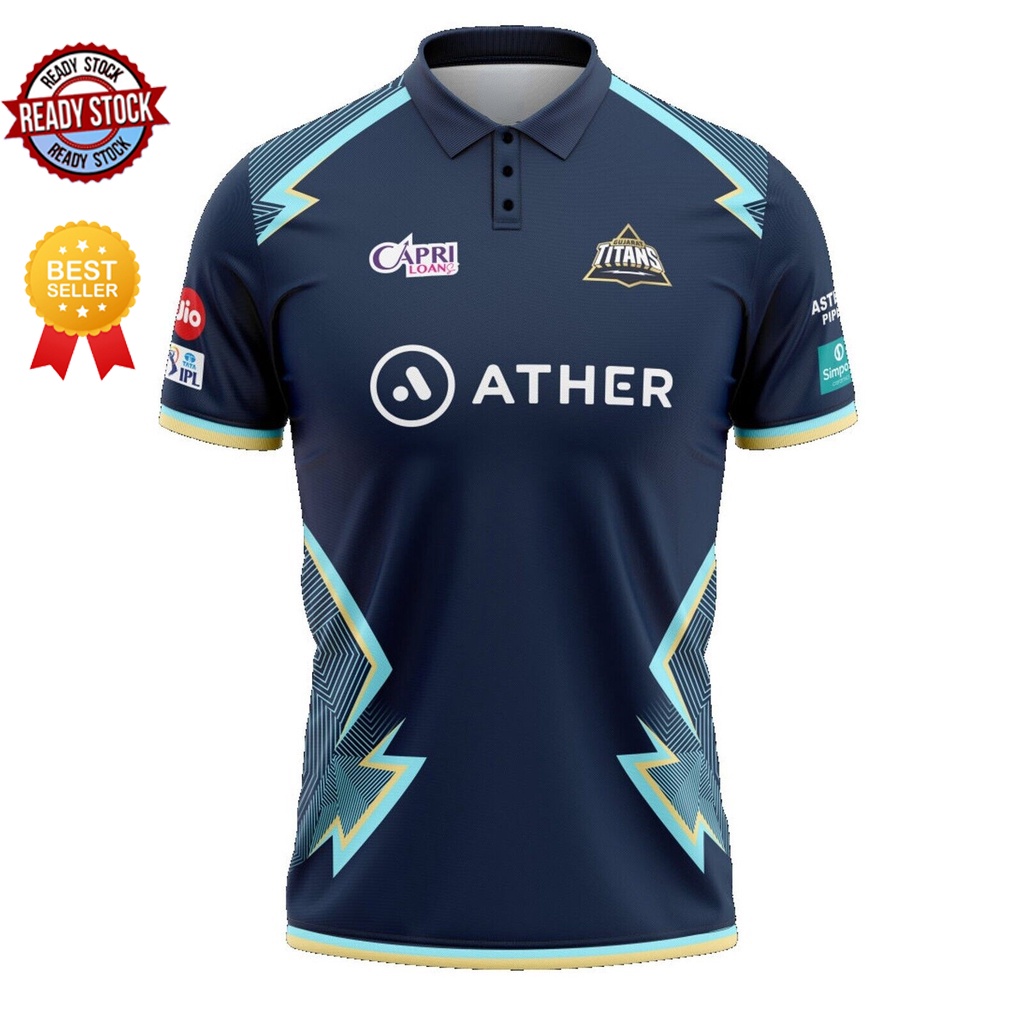 [READY STOCK] Gujrat Titans IPL Replica Cricket Jersey 2022-GT 2022 With Name Personalization