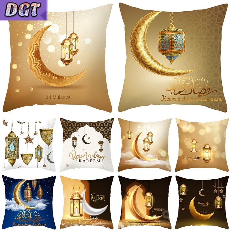 DGT Huiran45*45cm EID MUBARAK Pillow Case Cover Islamic Muslim Home Decor Sofa Cushion Cover Ramadan Decoration Hamper