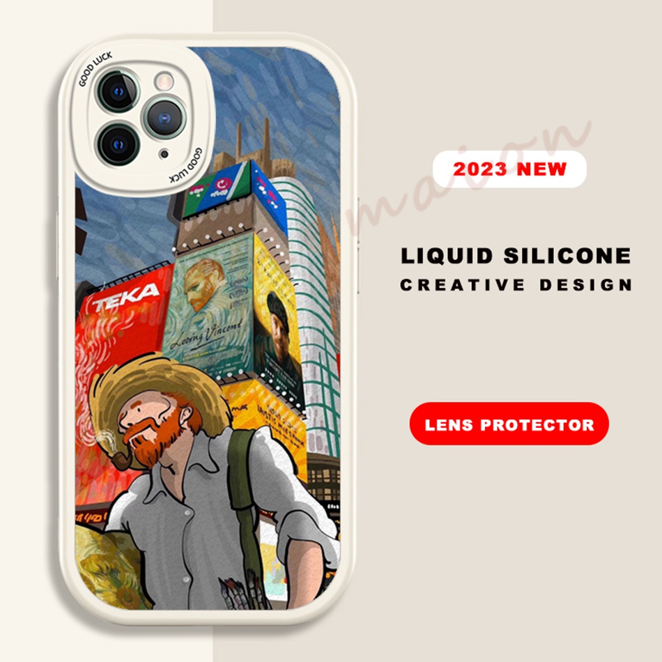 Luxury Van Gogh Painting Cases for iPhone 11 12 13 14 Pro Max 7 8 Plus X XR XS MAX SE 2020 11Pro 12Pro Case Soft Silicone Camera Protector Phone Cover