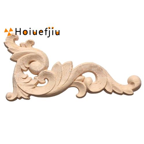 Wood Carved Decal Corner Onlay Applique Door Wall Decor 12*6cm Unpainted