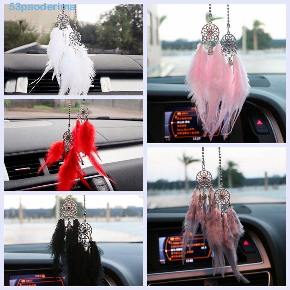 PAODERIMA Mini Dream Catcher Gifts Wind Chimes Feather Car Pendant Adornment Wall Hanging Car Ornament Decoration Home Handmade Rearview Mirror Dreamcatcher/Multicolor