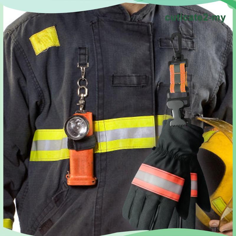 [CuticateddMY] Firefighter Glove Strap, Turnout Gear Clip Glove Clamp Reflective Nylon Heavy Duty with Buckle Clip Gloves Holder for Mechanics Work Gloves