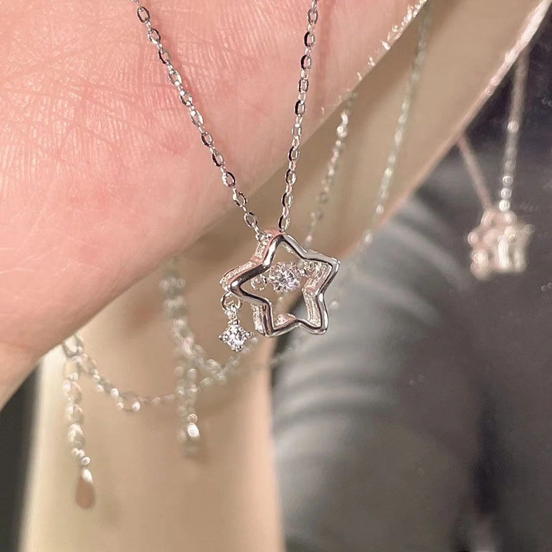 Fashion Alloy Rhinestone Star Geometric Necklace for Women