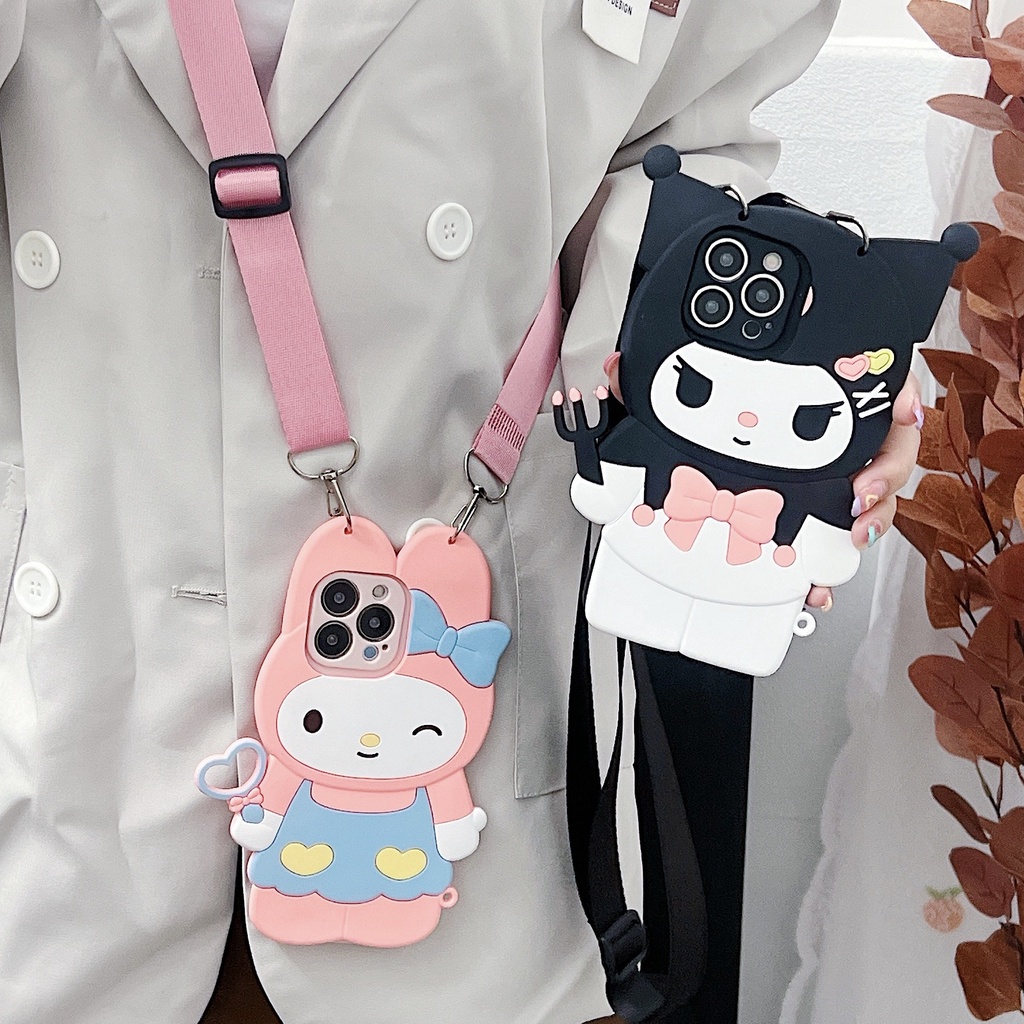 Huawei Nova 11 10SE Pro Ultra 9 8 7 7i 6SE Lite 3i 5 4 3 P30 P20 Lite Honor 50 50SE Cute Silicone Hello Kitty Lanyard Messenger My Melody All Inclusive Phone Case