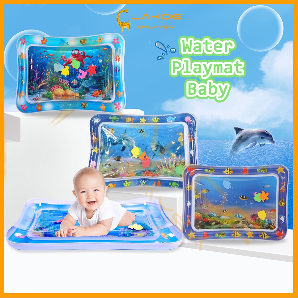 lakoe Baby Water Play Mat Newborn Inflatable Playmat Crawl Mat Cartoon Water Fish Whale Squid Fun Activity Playmats