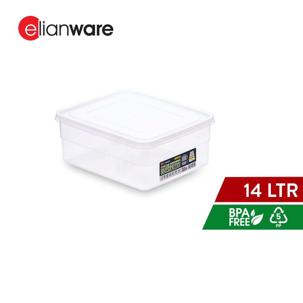 Elianware 1pc/3pcs 14L Transparent Rice Storage Box Jamuan Food Serving Tray