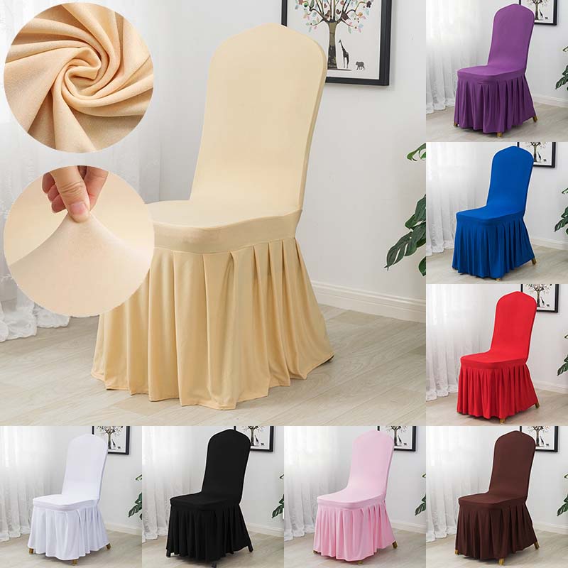 Chair Cover Wedding Party Dining Ballroom Meeting Stretchable Banquet Seat Cover Sarung Kerusi Makan Skirt Slipcovers